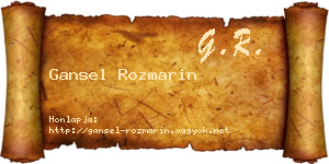 Gansel Rozmarin névjegykártya